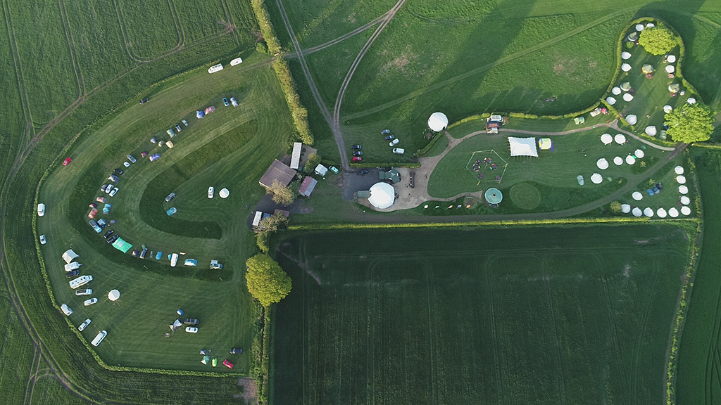 Out To Grass campsite Aerial Photograph