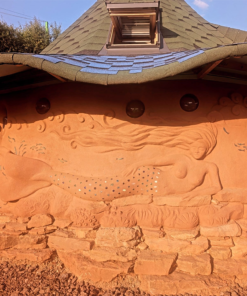 Mermaid Detail in Cob Glamping Pod at OTG