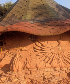 Outside of Fire Glamping Pod Showing The Phoenix detail