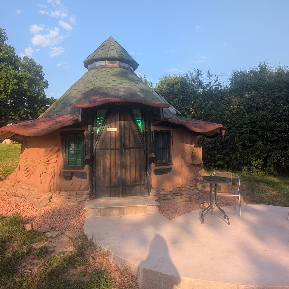 Outside of Fire Glamping Pod
