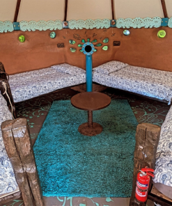 Water Themed Cob Glamping Pod Interior